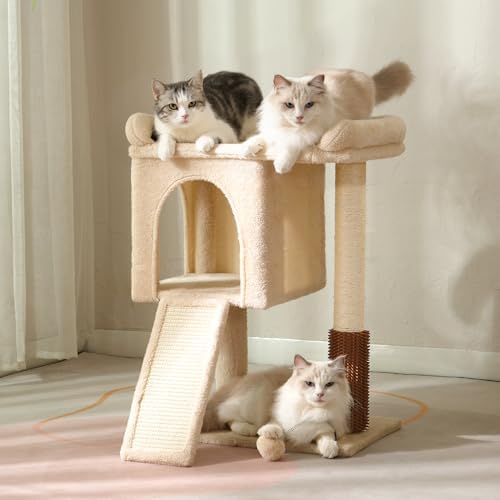 Cat Tree with 20x13”Large Bed 28”Cat Scratching Tower -Beige - Image 6