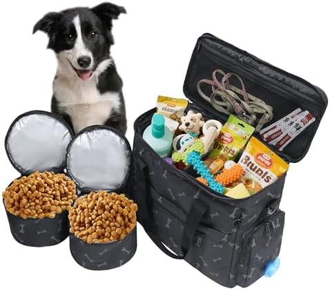 MYDAYS Dog Travel Bag, Pet Luggage Suitcase, Weekend Tote Carrier with Collapsible Bowl (Black1) by MYDAYS