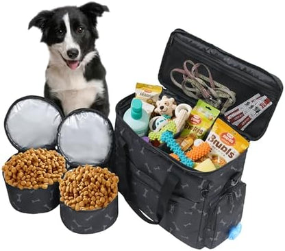 MYDAYS Dog Travel Bag, Pet Luggage Suitcase, Weekend Tote Carrier with Collapsible Bowl (Black1) by MYDAYS