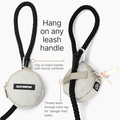 Cleverpup Snackpack Double Insulated Dog Treat Pouch – 1.5 Cup Capacity, 2 BPA-Free Waterproof Zipper Pockets, Carabiner for Belt/Leash – Compact Training & Travel Bag – Heather Grey - Image 5