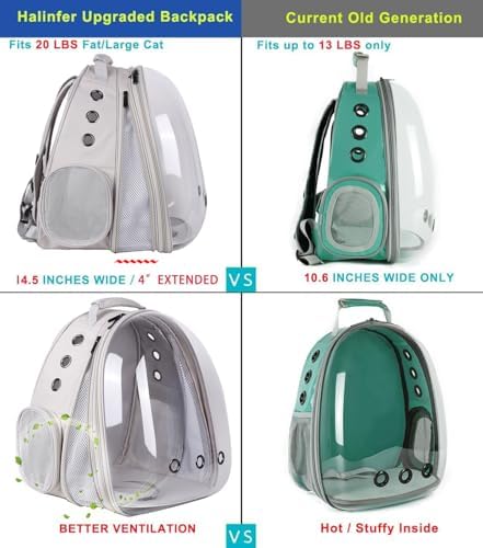 Front Expandable Cat Backpack, Fit up to 20 lbs, Space Capsule Bubble Window Pet Carrier Backpack for Large Fat Cat and Small Puppy - Image 3