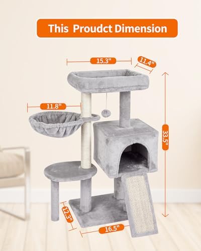 Cute Cat Tree Kitten Cat Tower Condo Furniture Scratching Posts Hammock G - Image 3