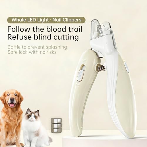 Cat Dog Pet Nail Clippers with Light – LED Safety Nail Clipper for Cats Claws, Dogs, Kittens, Guinea Pigs & Rabbits – Sharp Kitten Nail Trimmer, No Splitting, See Bloodline Quick(Light Brown) - Image 2