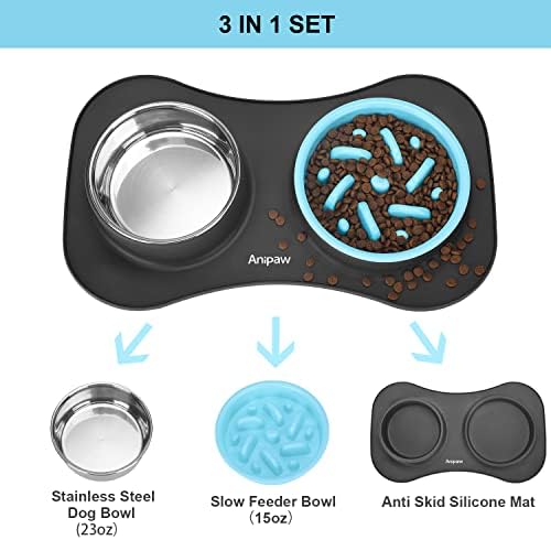 Slow Feeder Dog Bowls 3 in 1 Stainless Steel Food Water Bowl to Slow Eating - Image 5