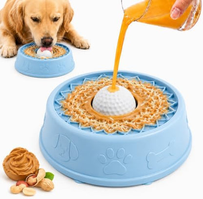 Slow Feeder Dog Bowls，Dog Lick Bowl with Rolling Ball,Interactive Dog Licking Toy & Dog Enrichment Toys, Dog Lick Ball Bowl for Wet Food，Non-Slip Design(Blue) by Unknown