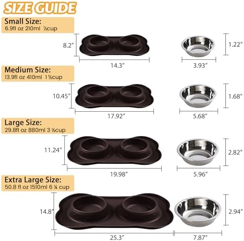 Hubulk Pet Dog Bowls 2 Stainless Steel Dog Bowl with No Spill Non-Skid Silicone Mat + Pet Food Scoop Water and Food Feeder Bowls for Feeding Small Medium Large Dogs Cats Puppies (Medium, Chocolate) - Image 4