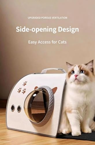 Portable cat Backpack, Handheld and Shoulder Strap pet Travel case, Made of Fully Breathable mesh Fabric, Suitable for Outdoor Travel of Cats and Dogs (White, 19.7X 10.2 x 10.2 inches (LxWxH)) - Image 3
