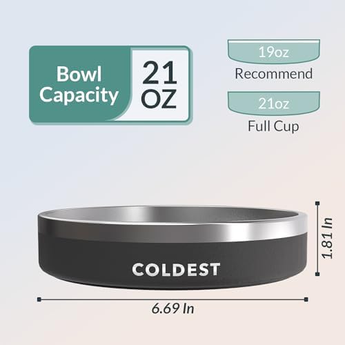Coldest Dog Bowl - Anti Rust Metal, Non Slip, 3 Layers Insulated Stainless Steel Dog Bowls - Spill Proof & Heavy Duty - Water Bowl for Dogs, Cats & Pets, Dish Washer Safe (21 oz, Stealth Black) - Image 4