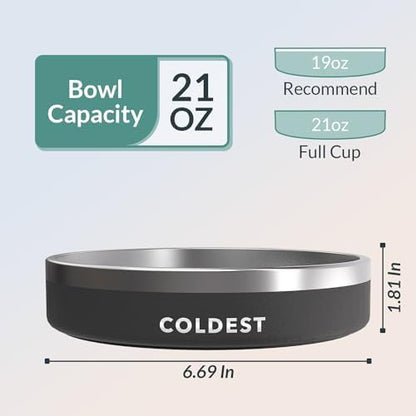 Coldest Dog Bowl - Anti Rust Metal, Non Slip, 3 Layers Insulated Stainless Steel Dog Bowls - Spill Proof & Heavy Duty - Water Bowl for Dogs, Cats & Pets, Dish Washer Safe (21 oz, Stealth Black) - Image 4