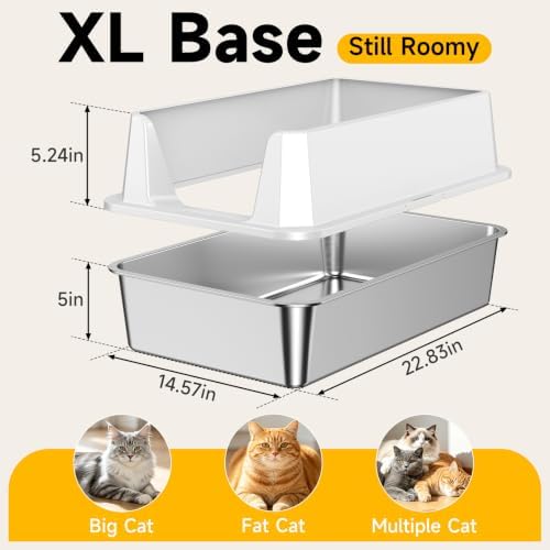 2 Pack XL Stainless Steel Litter Box with High Sides, Metal Litter Box - Image 2