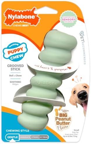 Nylabone Puppy Chew Sensory Material Grooved Stick Dog Chew Toy, Small by Nylabone