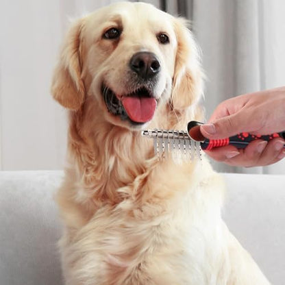 QUMY Dog Comb Kit-Dematting Rake Comb for Dogs Metal Cat Dog Grooming Brush - Image 4