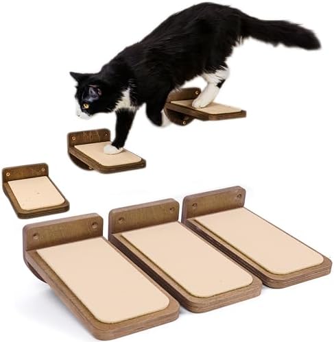INICIO Cat Wall Steps - 3 Pack of Stairs for Cats to Climb - Brown by INICIO