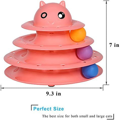 UPSKY Cat Toy Roller 3-Level Turntable Cat Toys with Six Colorful Balls - Image 2