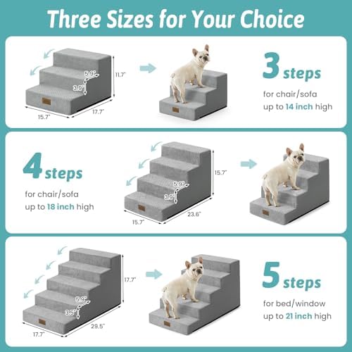 COZY KISS Dog Stairs for Small Dogs, 5 Step Pet Stairs for Beds & Couches - Image 3