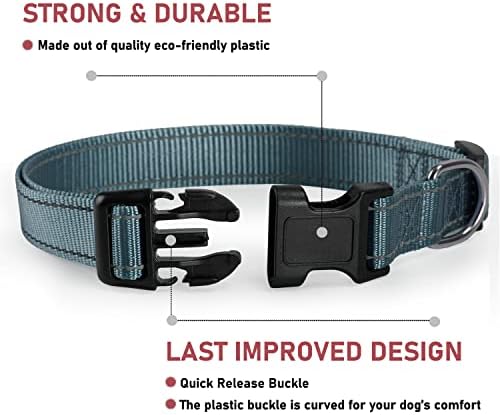 Reflective Dog Collar, Puppy Collar with Buckle Adjustable, Grey XL - Image 2