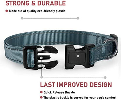 Reflective Dog Collar, Puppy Collar with Buckle Adjustable, Grey XS - Image 2