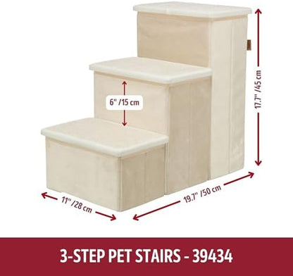 TRIXIE 3-Step Velour Pet Stairs for Dogs & Cats - 17.7" H - Beige - Image 5
