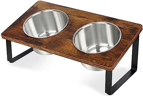 Elevated Dog Bowls for Small Medium Wood Dogs Raised Bowl Stand with 2 Stainless Steel Deep Dog Food and Water Bowls, Anti Vomit, Non-Slip Feeding Dishes(Tilted，3 inches in Height, 40oz by Unknown