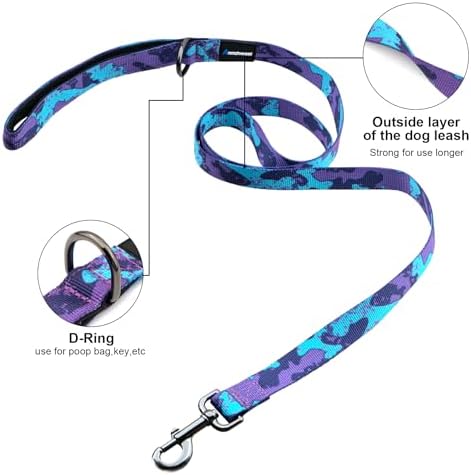 Annchwool No Pull Dog Harness with Padded Handle+5 Ft Leash,Escape Proof and Quick Fit to Adjust Dog Harness,Easy for Training Walking for Small & Medium and Large Dogs(Camo Purple Set,S) - Image 4