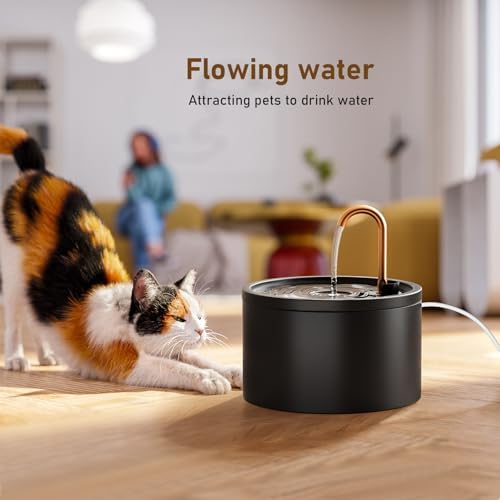DOOOB Ceramic Cat Water Fountain, Ceramic Cat Fountain with Copper Spout - Image 6