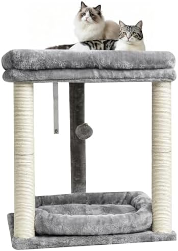 SYANDLVY Small Cat Tree with 2-Tier Perch Platforms, Scratching Post Tower by SYANDLVY