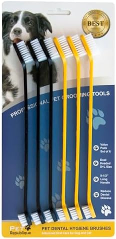 Pet Republique Dog Toothbrush Set of 3 – Dual Headed Dental Hygiene Brushes for Small to Large Dogs, Cats by Pet+Republique