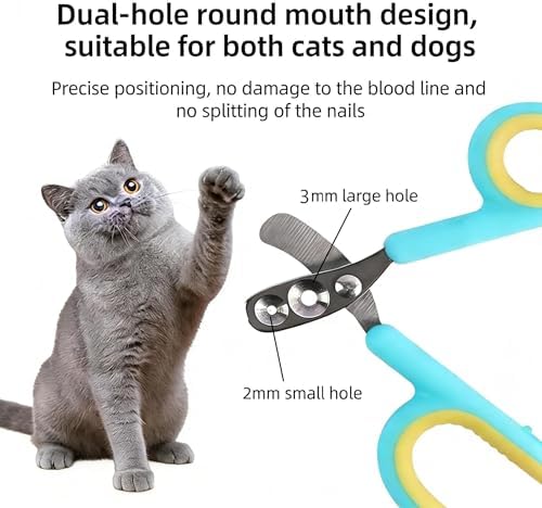 Beginner Friendly Pet Nail Clippers, Dual Hole Design for Cats & Puppies, Stainless Steel Trimmer Prevents Split Nails, No-Slip Grip, Safe Quick Trim for Small Pets (Pink) - Image 3