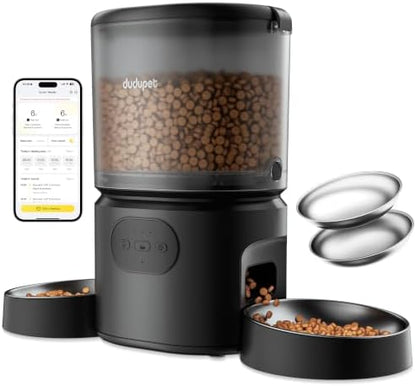Automatic Cat Feeder for 2 Cats, Dual Cat Feeder with 5G WiFi APP by DUDUPET