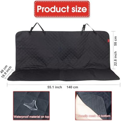 Kaiphy Dog Car Seat Cover, Back Seat Cover for Dogs Pet Car Seat Protector Waterproof Bench Car Seat Cover, Non-Slip Rear Seat Cover with 4 Safety Belt Openings for Safe Travel, Fits Cars Trucks SUVs - Image 3