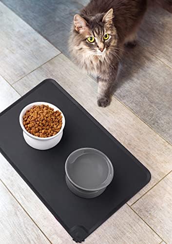 LoeJan Elevated Cat Food Bowl, 5 Oz Ceramic Raised and Tilted Water Bowl, Anti Vomiting and Protect Pets' Spines Dishes for Small Dog, Fat Faced Cat, Kitten (White & Grey) - Image 6