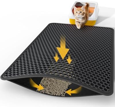 Powools Ultra-Large Cat Litter Mat, 35'' x 30", Double-Layer, Black by Powools