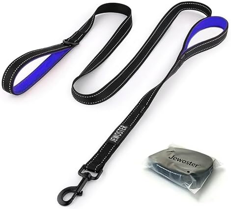 Dog Leash Heavy Duty - 2 Handles by Padded Traffic Handle for Extra Control, 6foot Long - Perfect for Medium to Large Dogs (6 ft, Black Blue) by JEWOSTER
