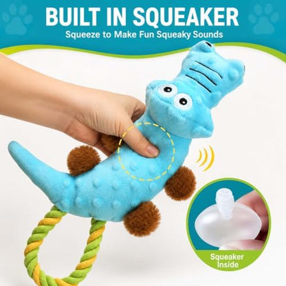 PrimePets Squeaky Dog Toys, 2 Pack, Stuffed Crocodile Tug of War Dog Toys for Small Medium Large Dogs, Interactive Puppy Chew Toy to Keep Them Busy - Image 3