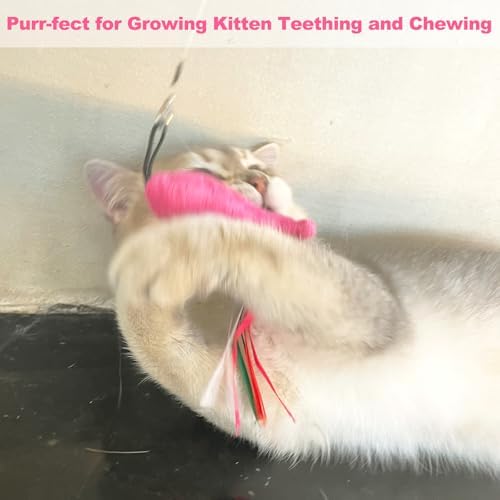 Catnip Toys, 5PCS Soft Plush Pink Fish Cat Toy Chew Kitten Toys - Image 4