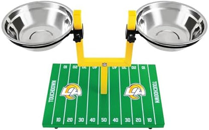 NFL Los Angeles Rams Goalpost Football Field Dog Feeder – Adjustable Elevated Dog Bowls with Stand, 2 Stainless Steel Bowls, Non-Slip Rubber Feet, Raised Pet Feeder for Large & Small Dogs, Cats. - Image 5