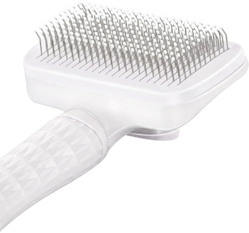 Self-Cleaning Slicker Brush, Dog Cat Bunny Pet Grooming Shedding Brush, Easy to Remove Loose Undercoat, Pet Massaging Tool Suitable for Pets with Long or Short Hair (White) by Unknown