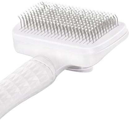 Self-Cleaning Slicker Brush, Dog Cat Bunny Pet Grooming Shedding Brush, Easy to Remove Loose Undercoat, Pet Massaging Tool Suitable for Pets with Long or Short Hair (White) by Unknown