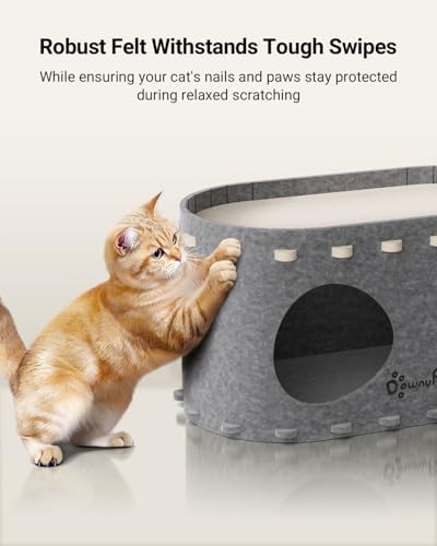 DownyPaws Cat House for Indoor Cats,Peekaboo Cat Bed Cave, Light Gray - Image 5