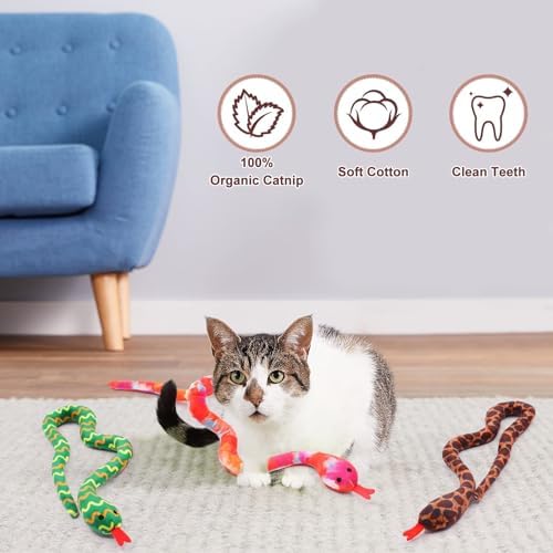 CiyvoLyeen Plush Snake Catnip Toys for Indoor Cats 3 Pack - Image 2