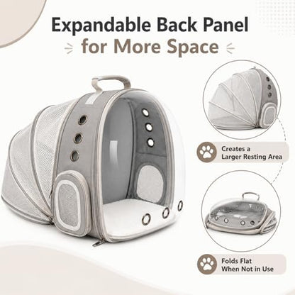 Expandable Cat Carrier Backpack with Bubble Window, Grey - Image 3