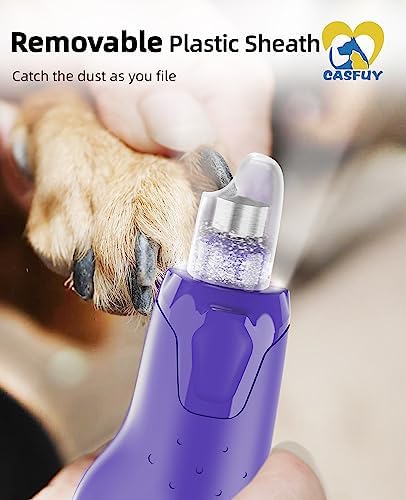 Casfuy Dog Nail Grinder Quiet - (45db) 6-Speed Pet Nail Grinder with 2 LED Lights for Large Medium Small Puppy Dogs/Cats, Professional 3 Ports Rechargeable Electric Dog Nail Trimmer with Dust Cap - Image 6