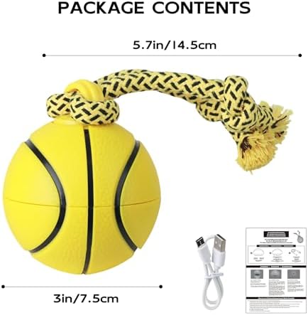 Pet Prime Interactive Dog Ball Toy with Rope,Rechargeable Automatic Rolling Ball with Motion Activated,3 Play Modes for Medium/Large Dogs, Self-Moving Toy to Keep Pets Busy and Entertained Yellow - Image 7