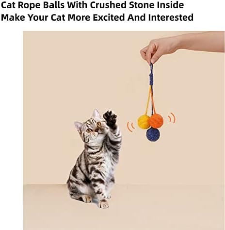 Cat Toy Sisal Ball Hanging Cat Toy Handmade Cat Rope Ball Chew Eco-Friendly Toy Pets Interactive Toy Cat Toys for Indoor Cats (Original Color, 1pcs) - Image 3