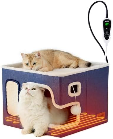 ZOMISIA Heated Cat House Bed for Indoor Cats, Cat Hideway Cube for Sleeping by Zomisia