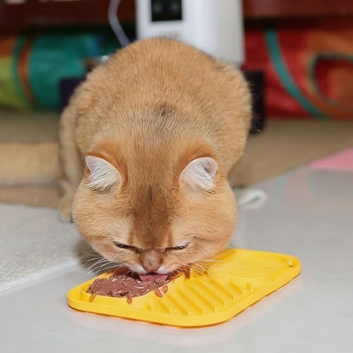 Lick Mat for Cat & Puppy, Premium Silicone Slow‑Feeder Bowl, BPA‑Free, Food‑Grade, Suction‑Cup Design for Dry & Wet Food – Anxiety & Boredom Relief, Dishwasher & Freezer Safe, Yellow - Image 7