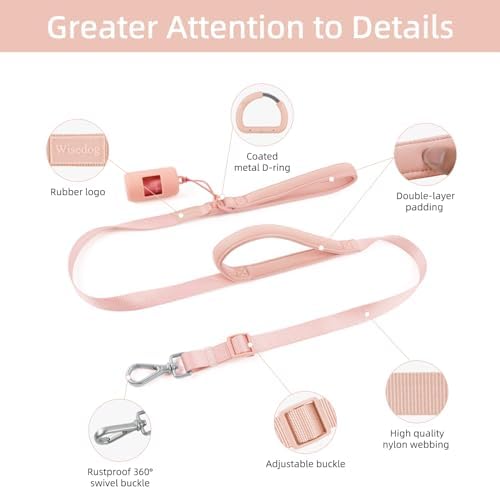 Wisedog Two Handles Dog Leash, Gossamer Pink, L|5.2 ft-6 ft - Image 4