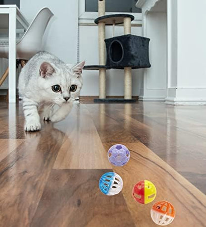 Fashion's Talk 12PCS Value Pack Plastic Ball Cat Toys Lattice Balls with Bell Jingle Kitten Toy,Gift Box 1.5" 6 Styles - Image 6