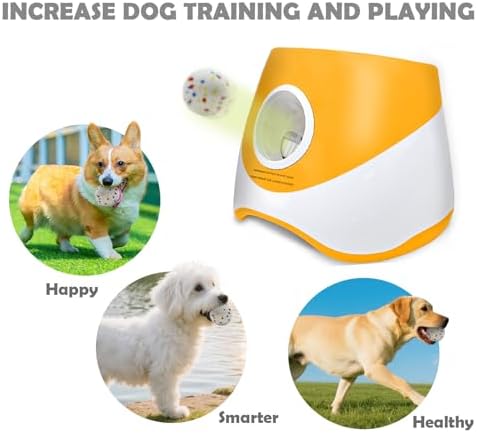 Automatic Dog Ball Launcher for Small to Medium Dogs, 2.2 Inch ETPU Dog Ball Thrower, 3 Distance Adjustable 19-39 Ft Interactive Dog Toy, Mental Stimulating Puppy Toy with 4 ETPU Balls (Orange) - Image 2