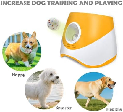 Automatic Dog Ball Launcher for Small to Medium Dogs, 2.2 Inch ETPU Dog Ball Thrower, 3 Distance Adjustable 19-39 Ft Interactive Dog Toy, Mental Stimulating Puppy Toy with 4 ETPU Balls (Orange) - Image 2